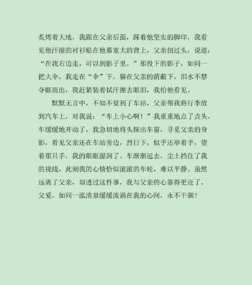 父爱如山的作文900字（关于父爱小细节的满分）