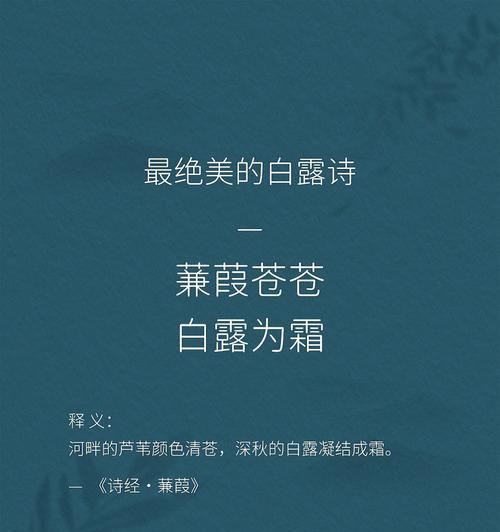 关于白露的古诗唯美（关于白露的古诗词）