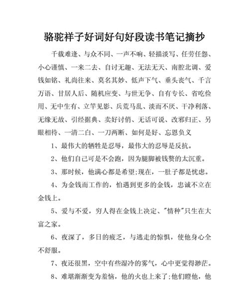 高中读书笔记摘抄大全20篇好词好句感受（探寻高中学生的阅读笔记之美）