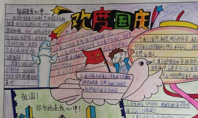 小学的国庆节手抄报怎么写?（红太阳照耀中华大地，祖国繁荣显辉煌）